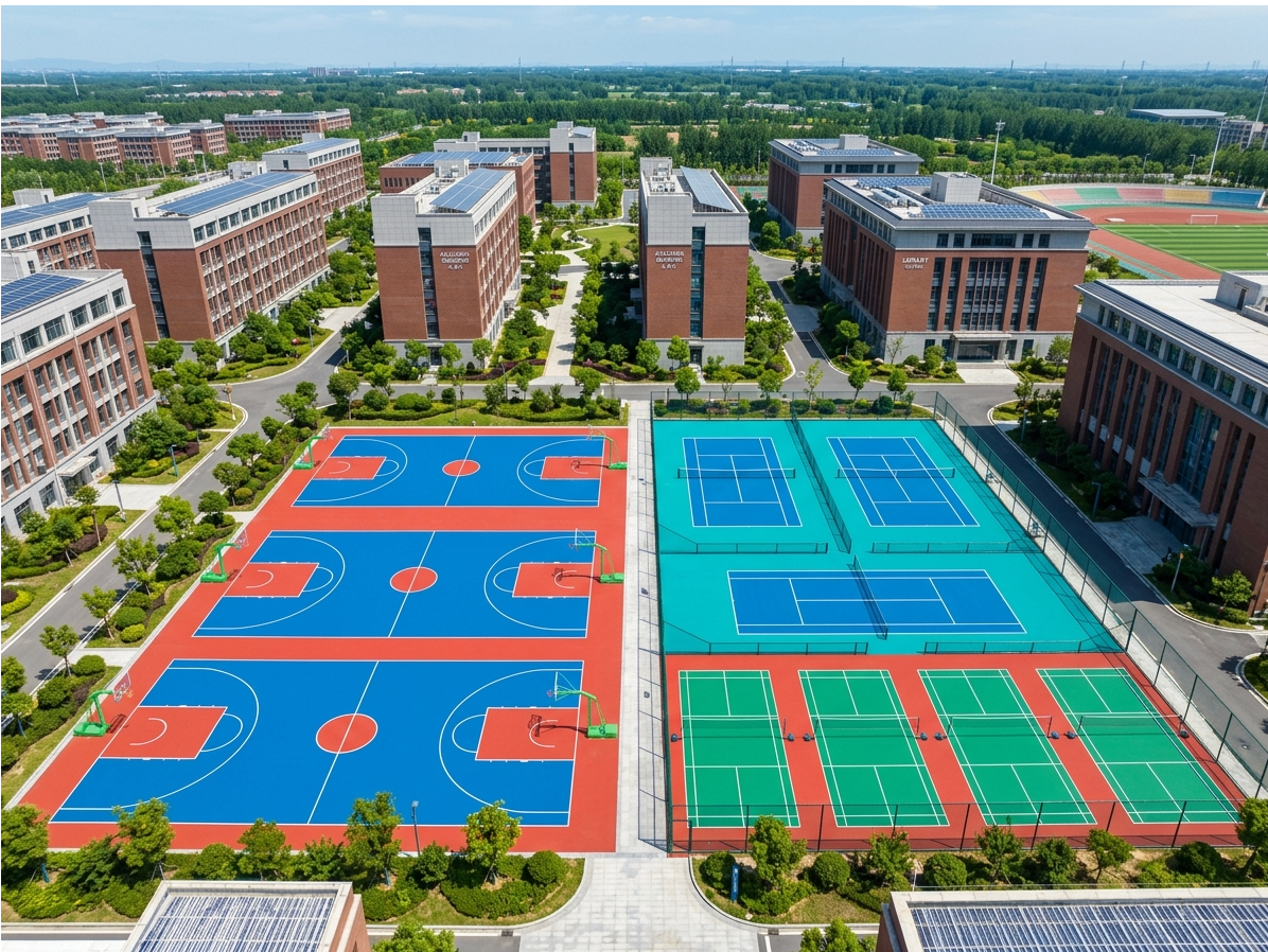 巴彦淖尔市硅PU球场混合型塑胶跑道 - 价格